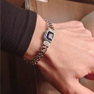 Silver and Blue Men's Bracelet
